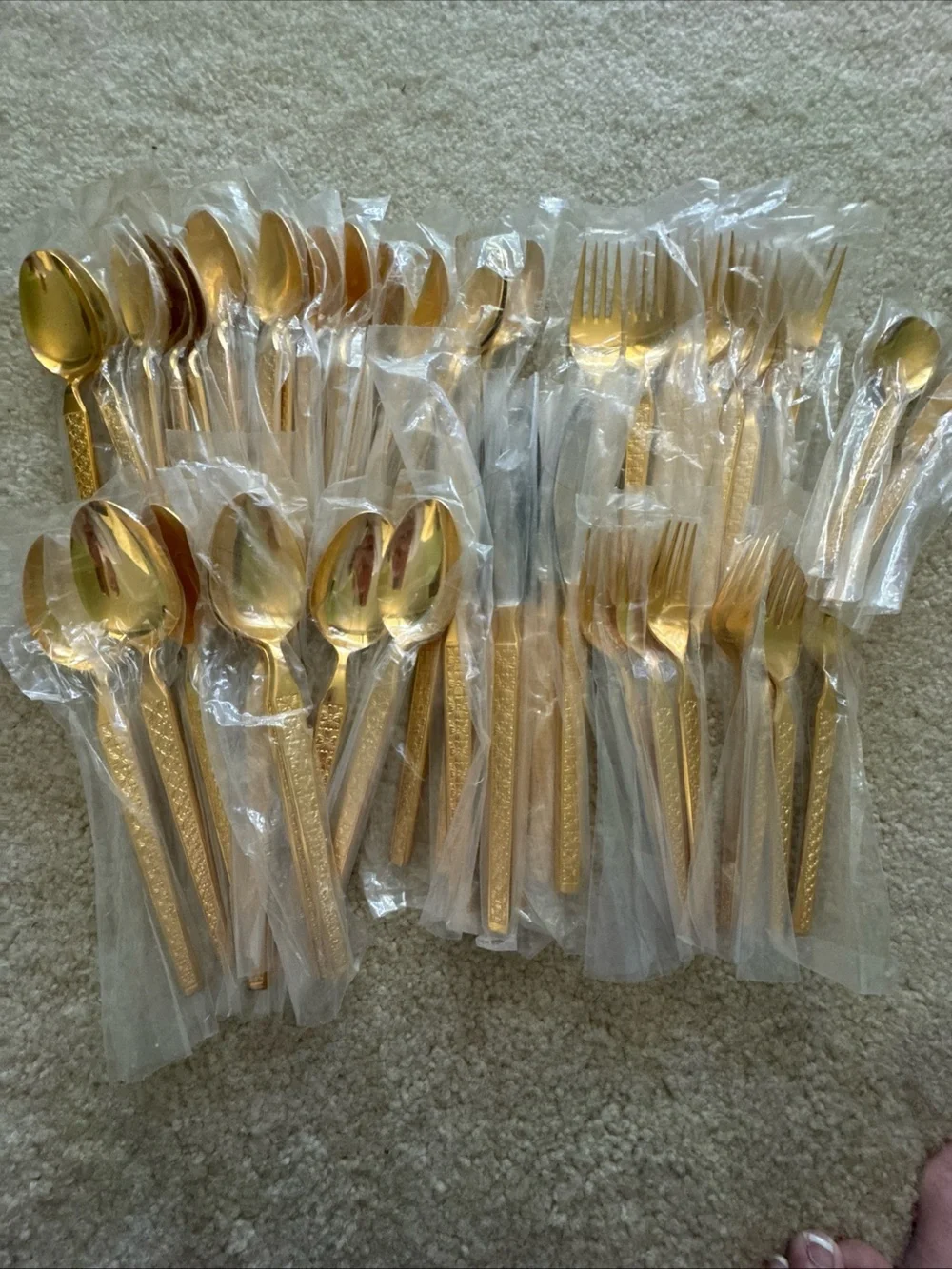 Vintage Hanford Forge Trocadero Gold Plated Stainless Flatware 50 Pieces